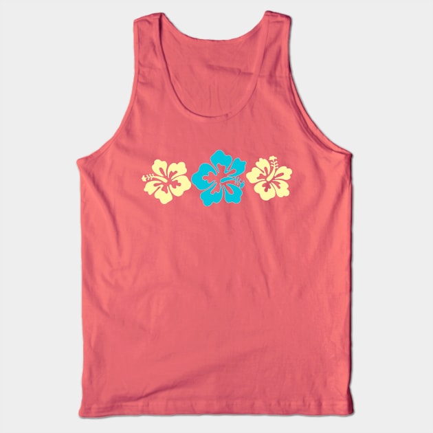 Hibiscus Flowers In Aqua And Yellow Colors Tank Top by PhotoArts